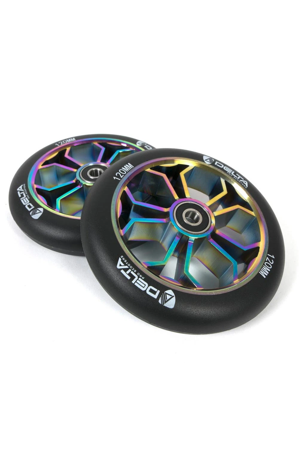 delta pro scooters mach one 120mm wheels - custom spoke neo chrome